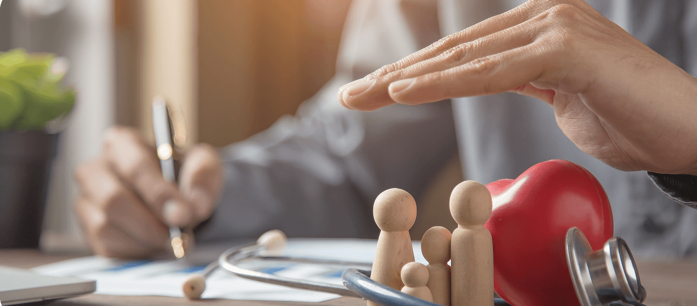 Hand Protect Family Wooden Doll Insurance Planning